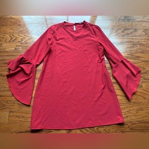 2 Chez Burgundy Long Sleeves Dress